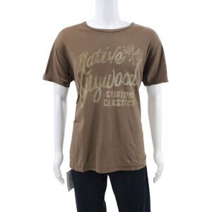 Project E Vintage Mens Brown Cotton Racing Graphic Crew Neck T-Shirt Size XL
